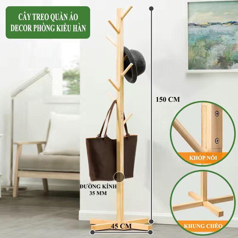 Cây treo quần áo , giá treo quần áo hình cây gỗ thông cao cấp cao 150cm - kagu