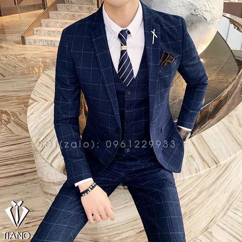 Bộ Vest nam cao cấp Hàn Quốc XANH màu ô Xanh cực sang trọng, Suit Nam Cao Cấp