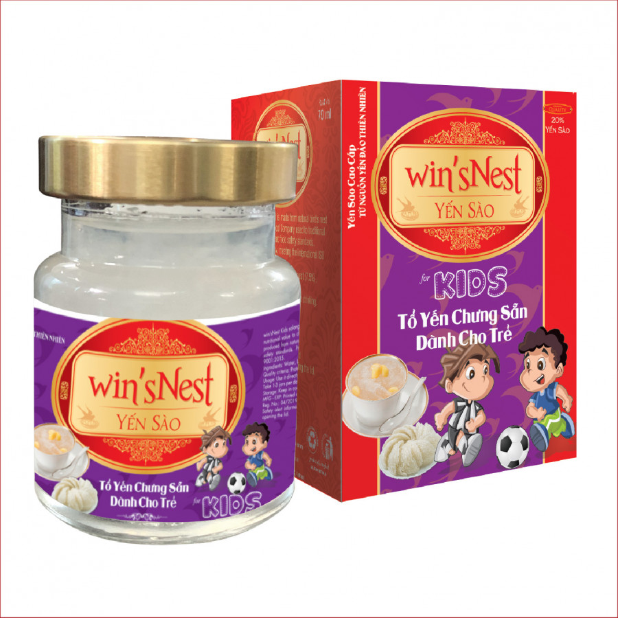 Thùng 72 lọ Yến Sào Win'snest Kids Tổ Yến Chưng Sẵn Dành Cho Trẻ 20% (70 Ml/ Lọ)