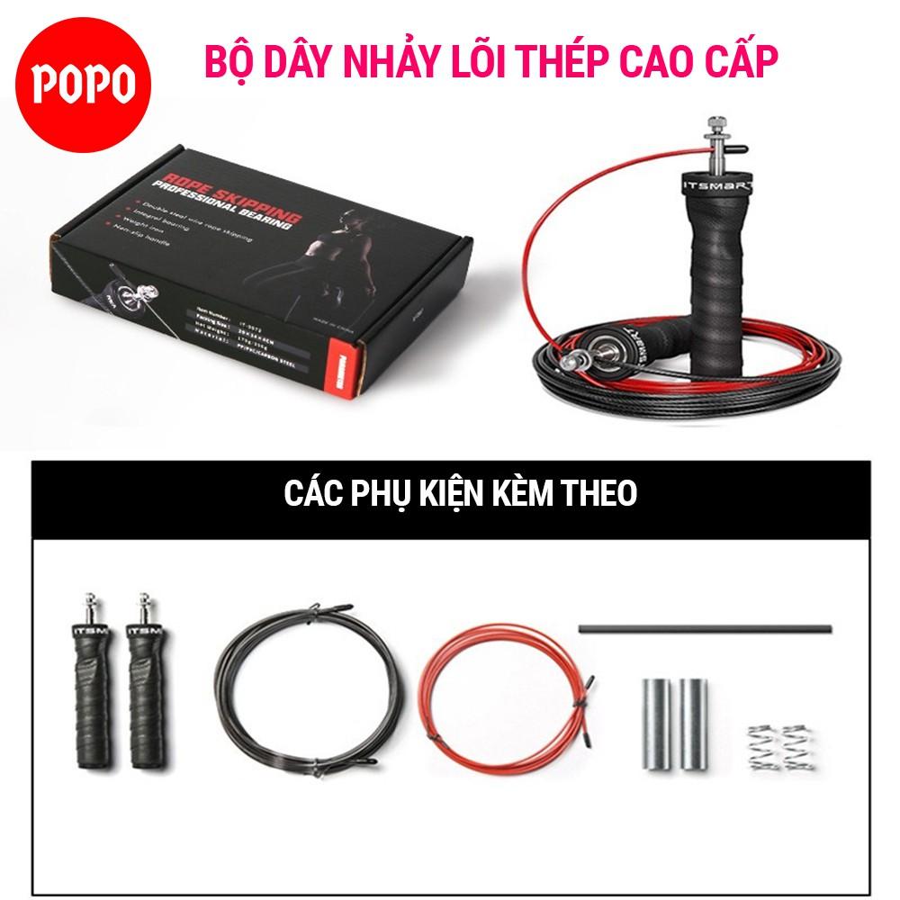 Dây nhảy tốc độ tập thể lực thể thao dành cho nam và nữ, kèm các phụ kiện hỗ trợ mức lực dây nhảy giảm cân POPO TS81