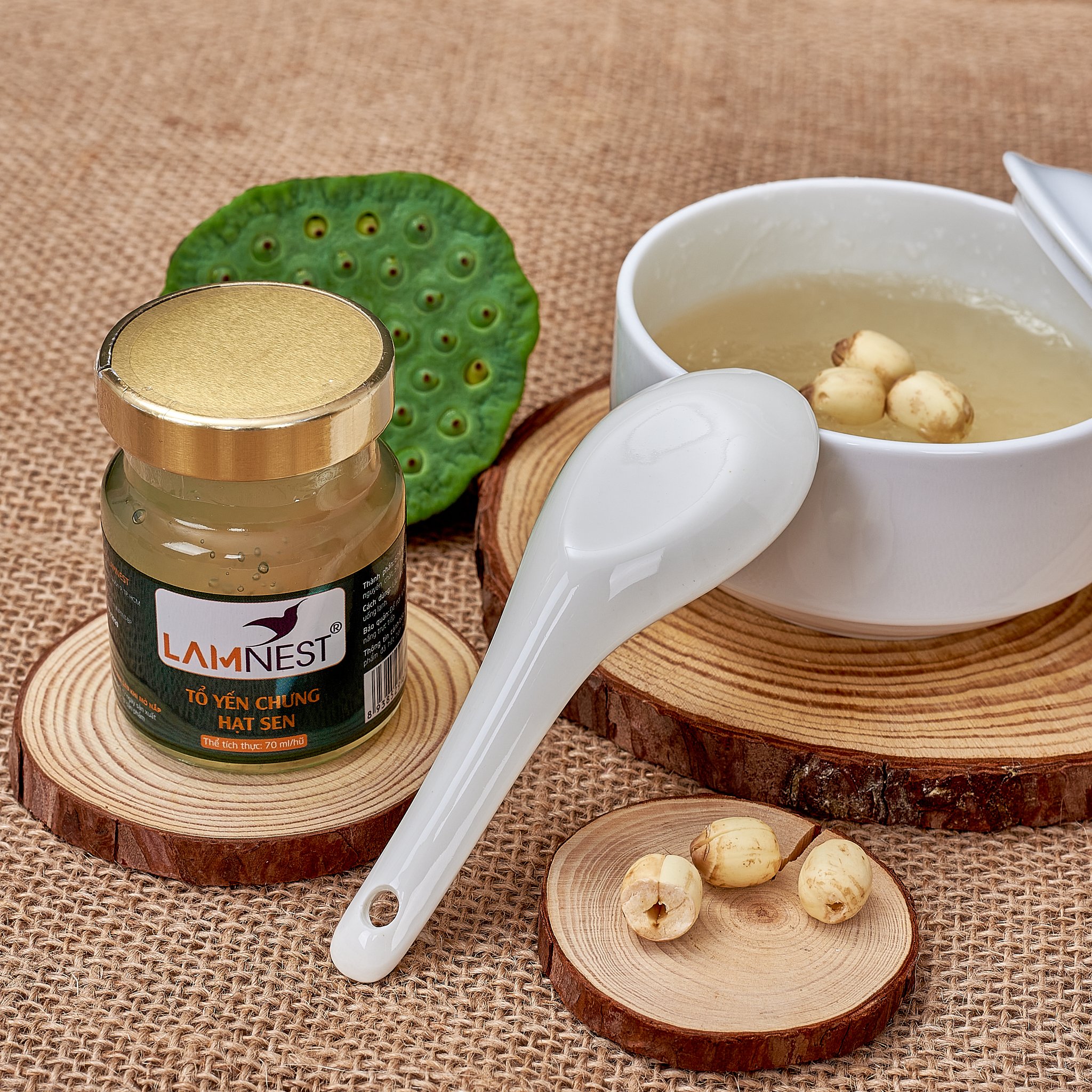 Thùng 60 hủ yến chưng HẠT SEN bổ dưỡng 28% yến - Lamnest