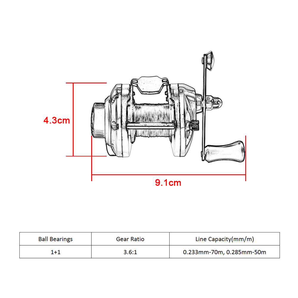Cuộn câu cá trên băng Thiết kế tay phải thiết kế sang trọng và khung kim loại có độ bền cao, bền và chống ăn mòn