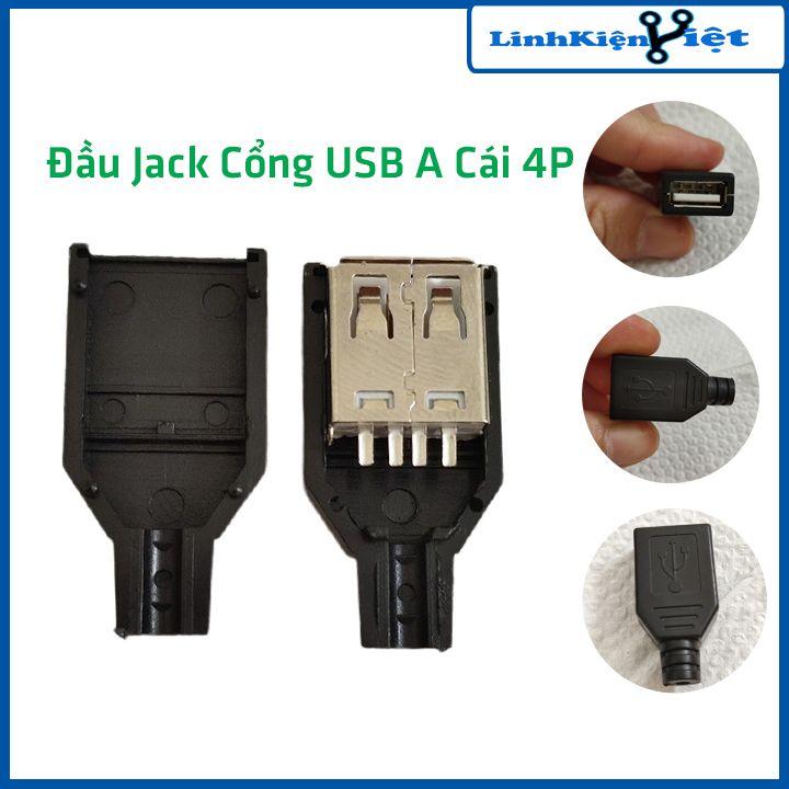 Đầu Jack Cổng USB A Cái 4P + Vỏ