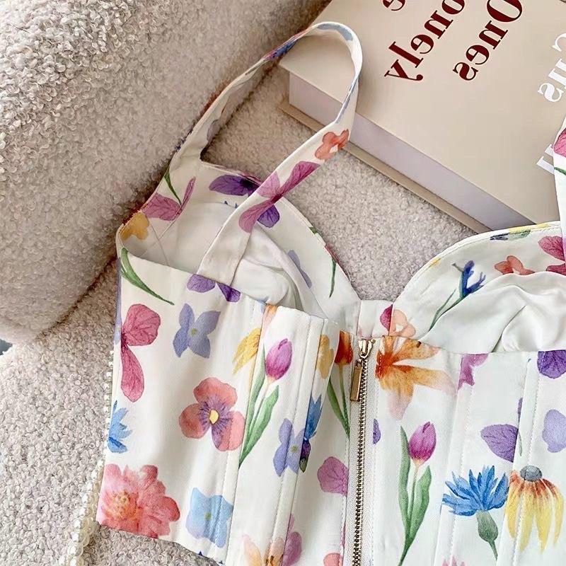 ÁO HAI DÂY CORSET HOẠ TIẾT HOA SEXY