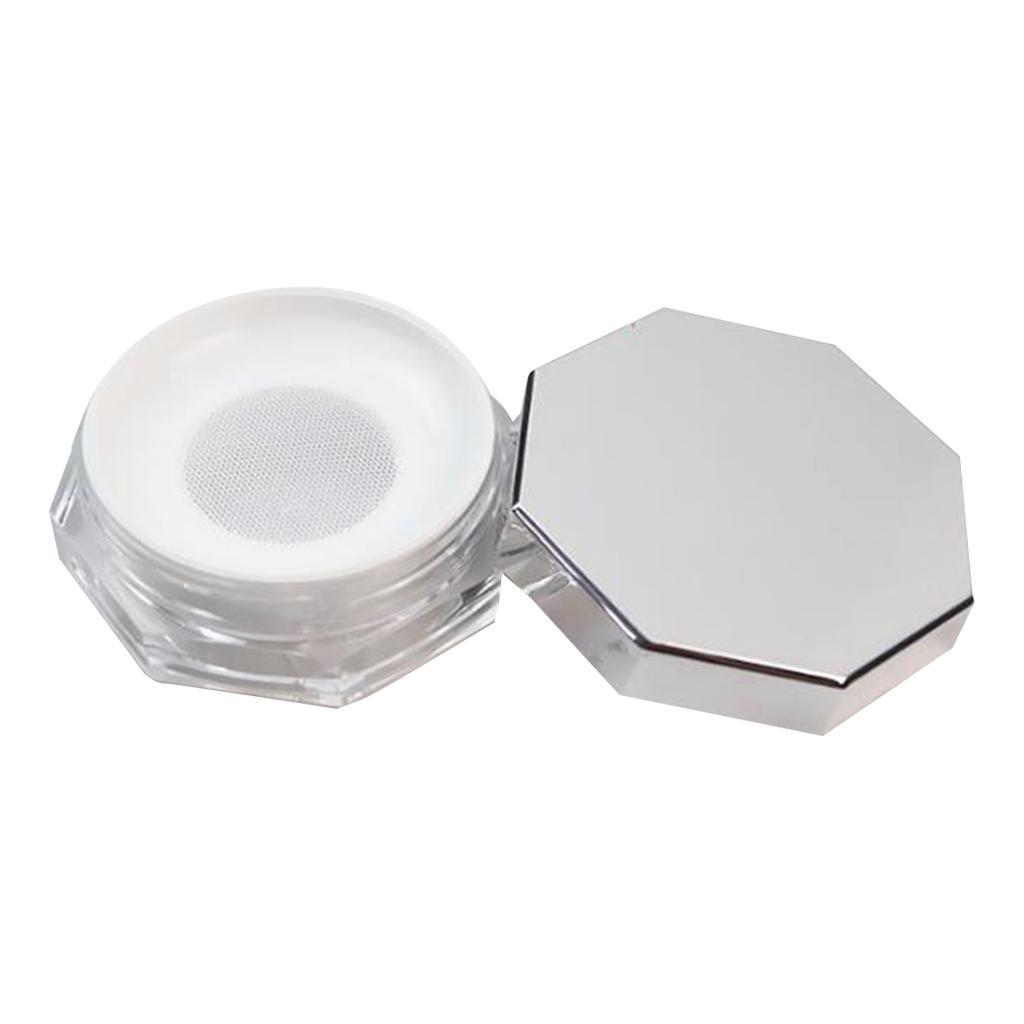 2x10g Empty Loose Powder Case Facial Blusher Container Jar with Sifter & Puff