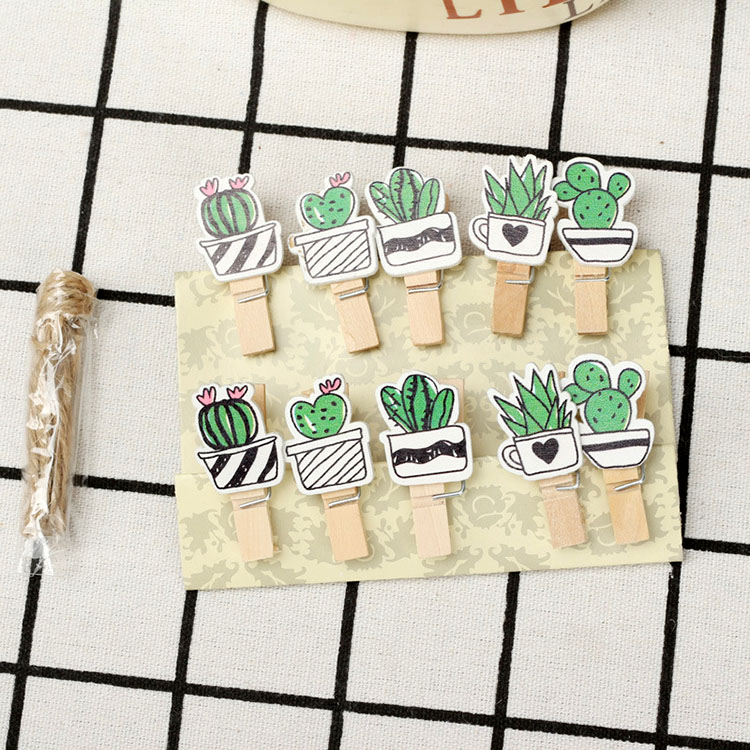 SET 10 Cái Kẹp Gỗ Sơn Design Pub hình Cây xương rồng