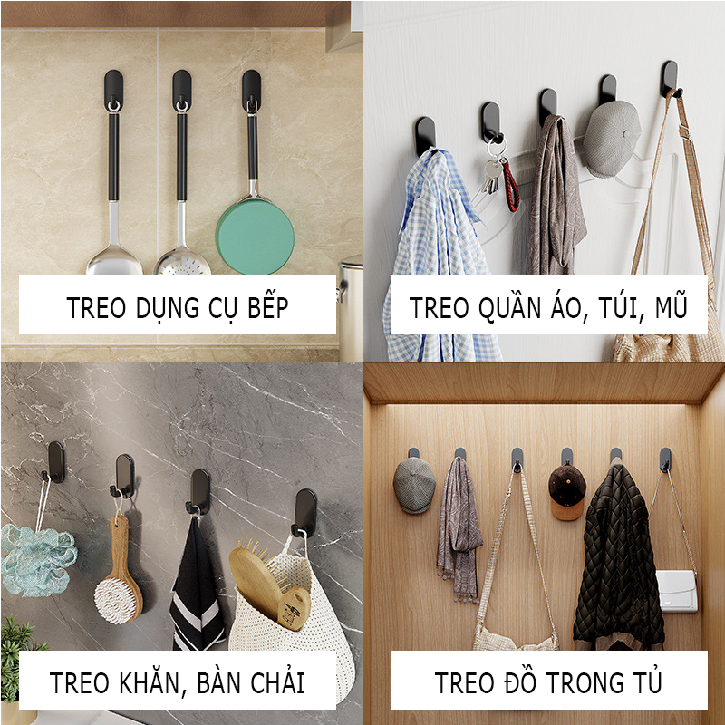 Móc treo dán tường treo đồ đa năng bằng thép không gỉ sơn tĩnh điện