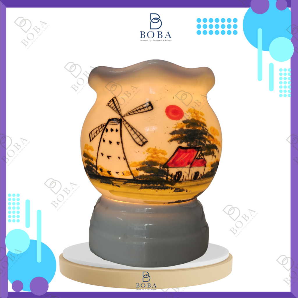 Đèn Điện Xông Tinh Dầu Mẫu Phong Cảnh, Thư Pháp, Hoa Lá, Khuếch Tán Hương, Thơm Phòng, Thư Giãn - BOBA NATURALS