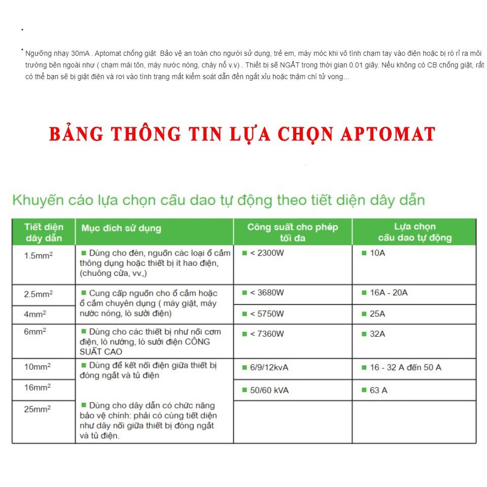 Cầu Dao Chống Giật 25A RCBO DOBO KOREA đa năng - siêu nhạy 30mA - Aptomat chống giật test trực tiếp