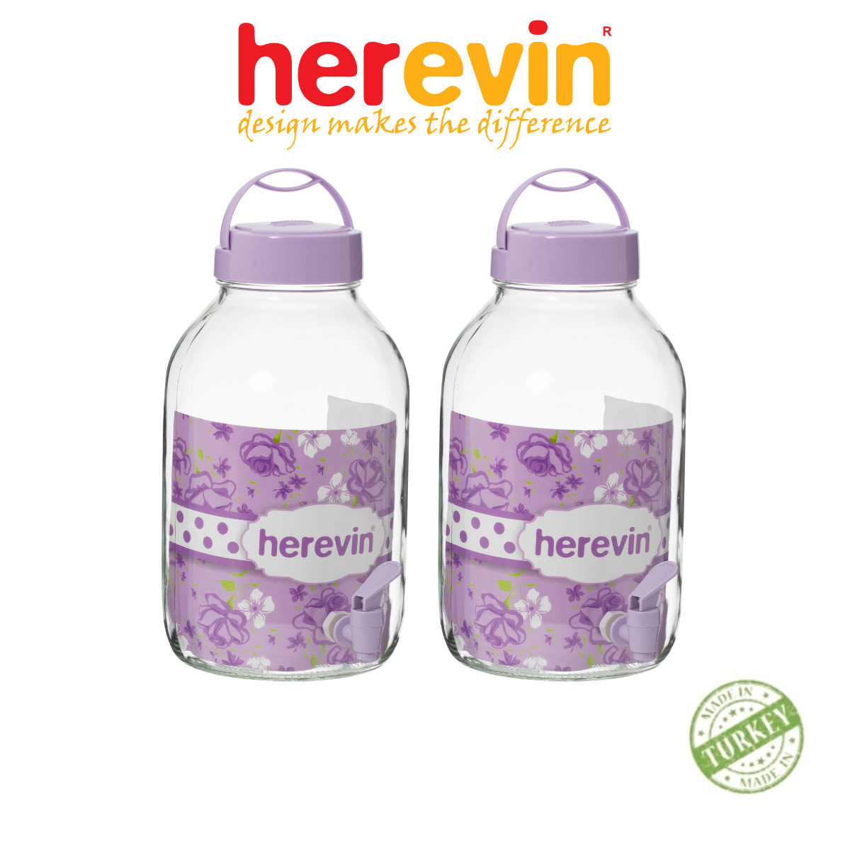 Bình Ngâm Rượu Thuỷ Tinh Herevin Tròn Có Vòi 5L - HEBI137601-503