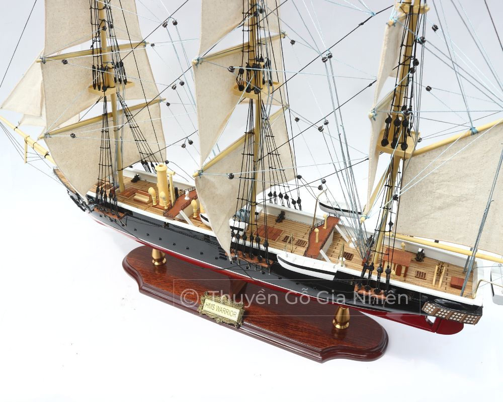 Mô Hình Thuyền Gỗ Phong Thủy Dạng Thuyền Cổ HMS WARRIOR Chính Hãng Hàng Xuất Khẩu Chất Lượng Cao