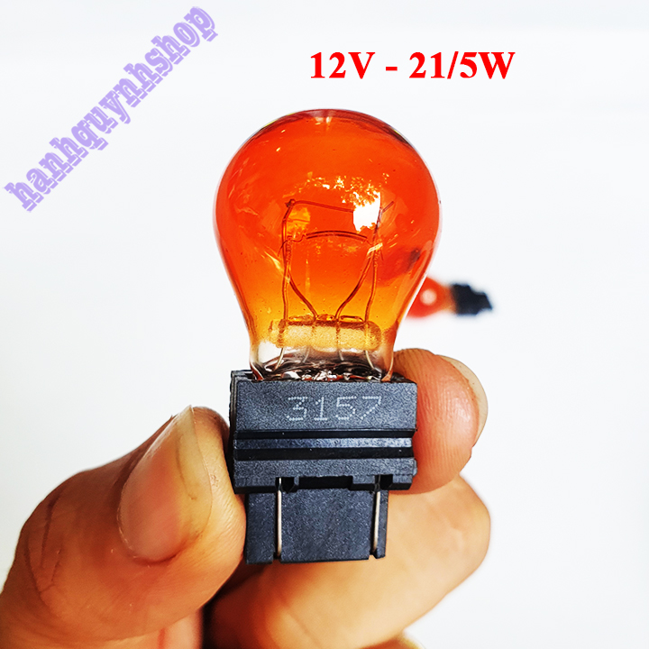 2 Bóng đèn ô tô 3157 12V 21/5W màu vàng 2 tóc đui cắm