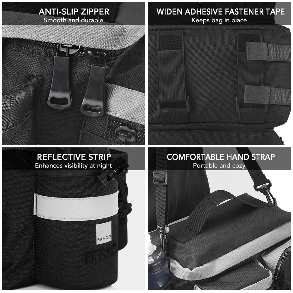 Túi đựng đồ yên sau xe đạp,Chất liệu Polyester độ dẻo dai cao, chịu lực, dung tích lớn 13L với ngăn đựng cốc