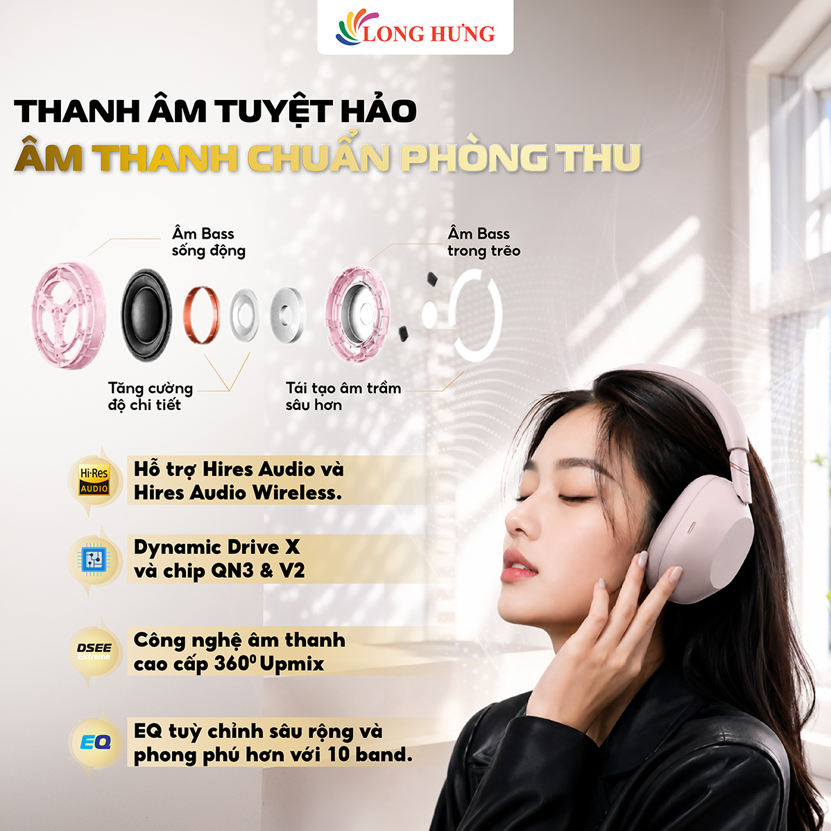 Tai nghe chụp tai Bluetooth Sony WH-1000XM6 - Hàng chính hãng