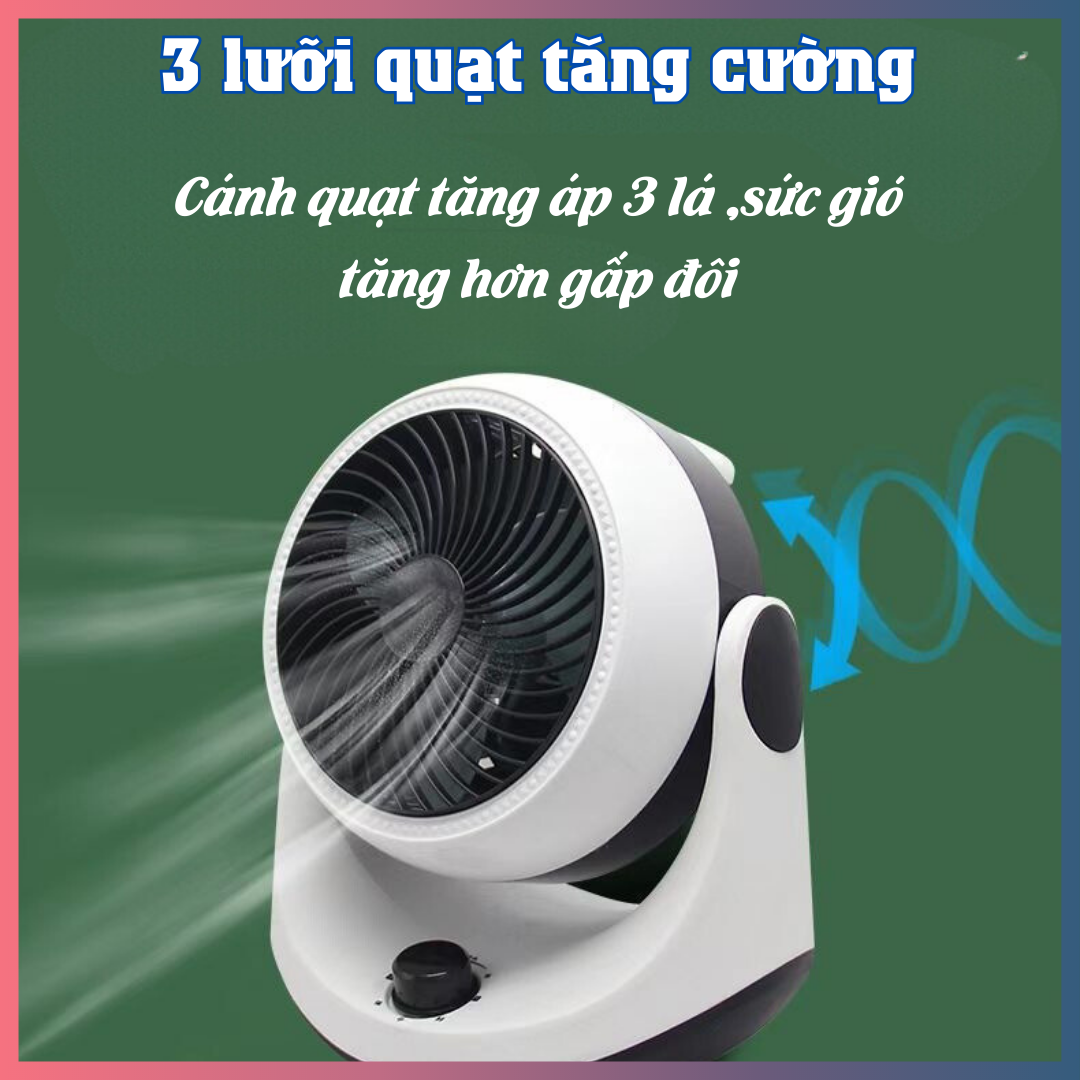 Quạt Tuần Hoàn Không Khí Để Bàn 3 Mức Độ Gió Siêu Mát ,Cắm Điện Trực Tiếp Với Công Nghệ Quạt Sinh Học Thân Thiện Với Môi trường