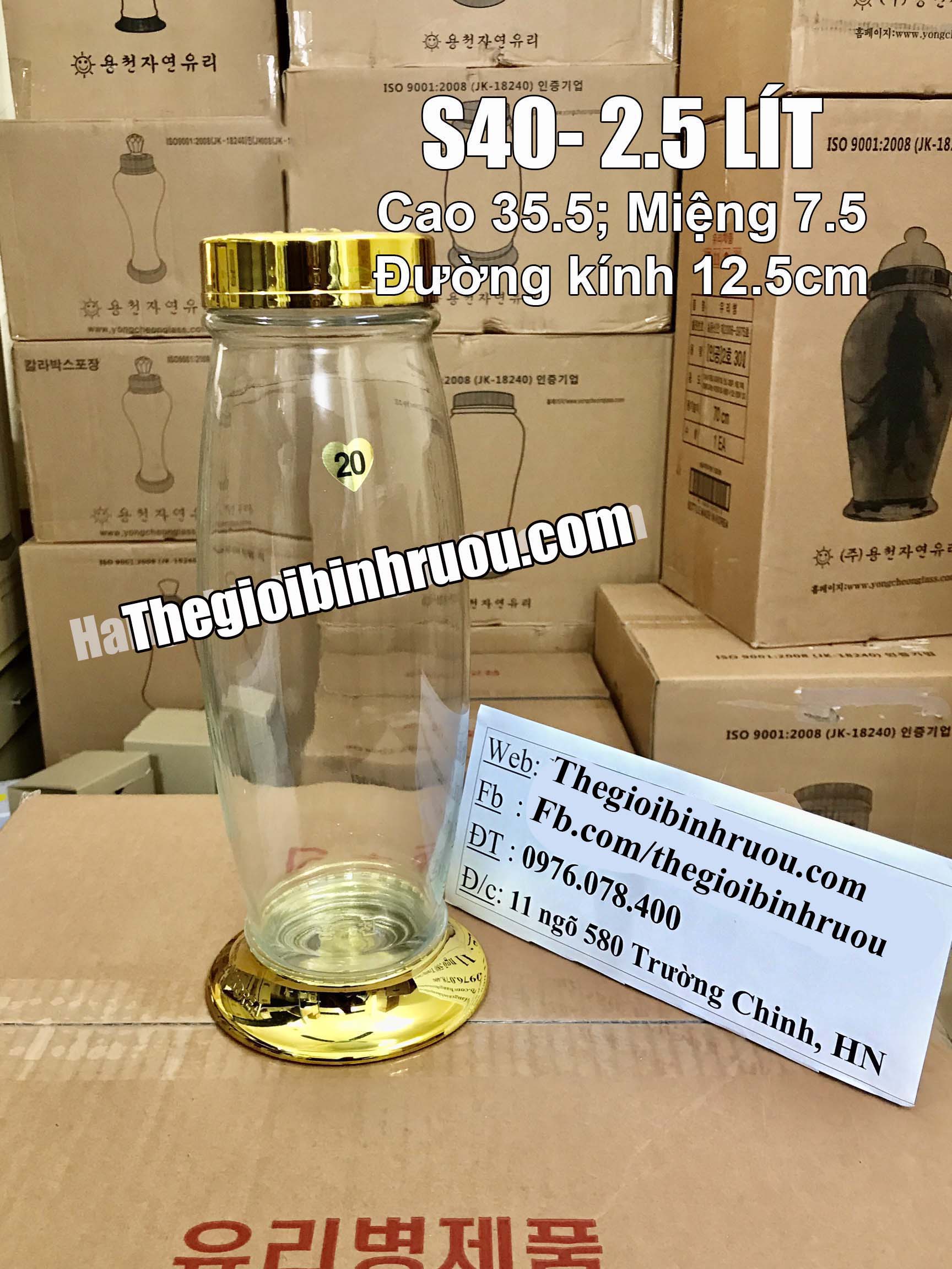 Bình thủy tinh ngâm sâm Hàn Quốc 2,5 lít