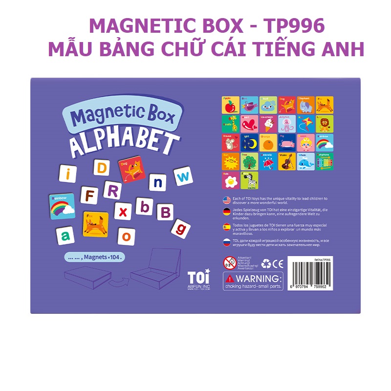 Bảng nam châm từ tính Thẻ học chữ cái tiếng Anh Magnetic Box Alphabet chính hãng TOI - TP996