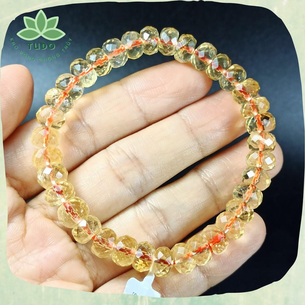 Vòng tay nữ thạch.anh.vàng bánh xe cắt giác size 7-11li cho mệnh Kim Thổ
