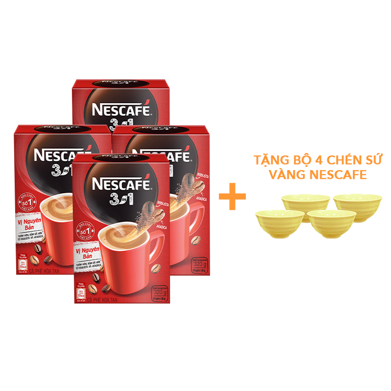 Combo 4 hộp cà phê hòa tan NESCAFÉ 3IN1 Công thức cải tiến - VỊ NGUYÊN BẢN -