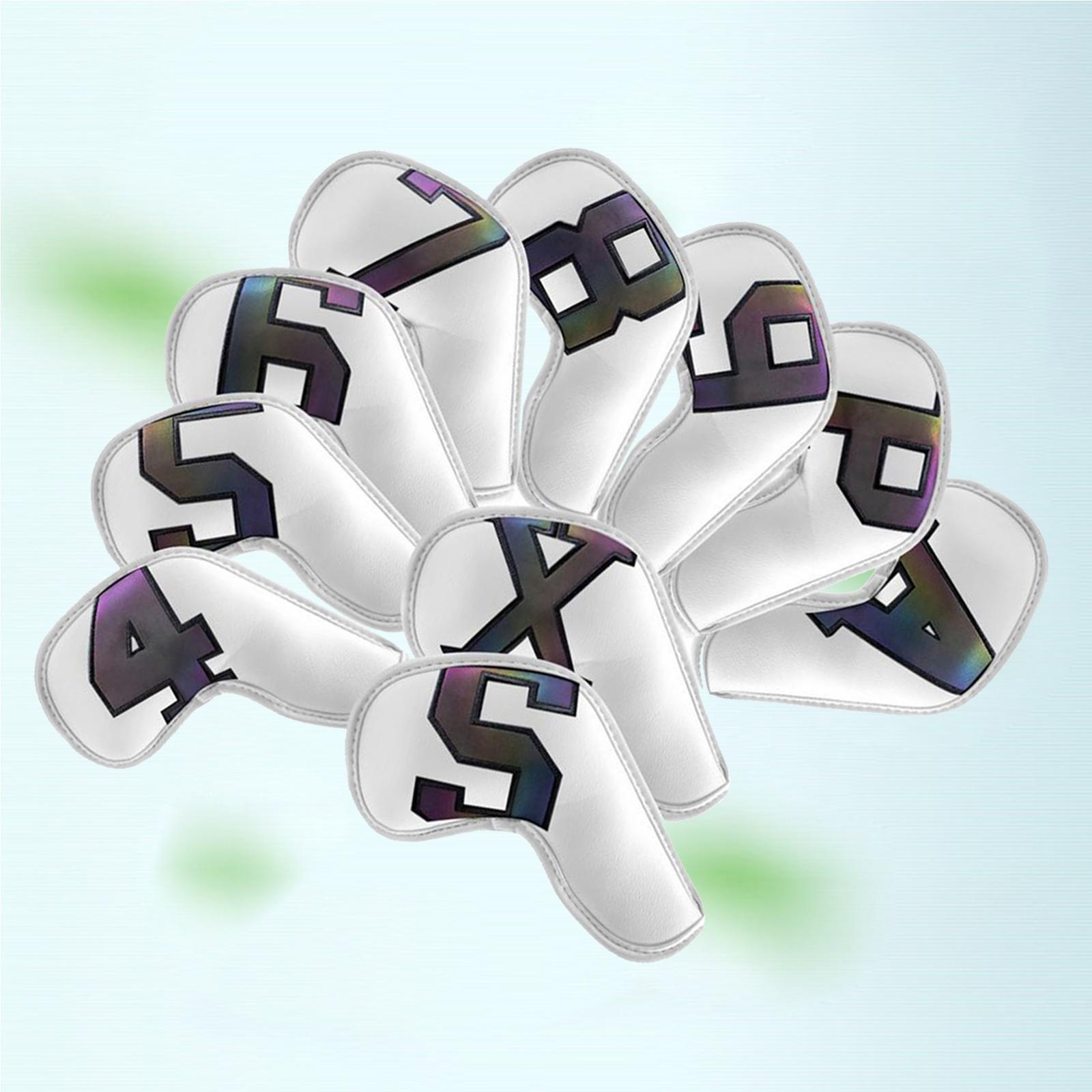 10Pcs Golf Iron Headcover PU Leather Club Covers Wedges Protect Sleeves