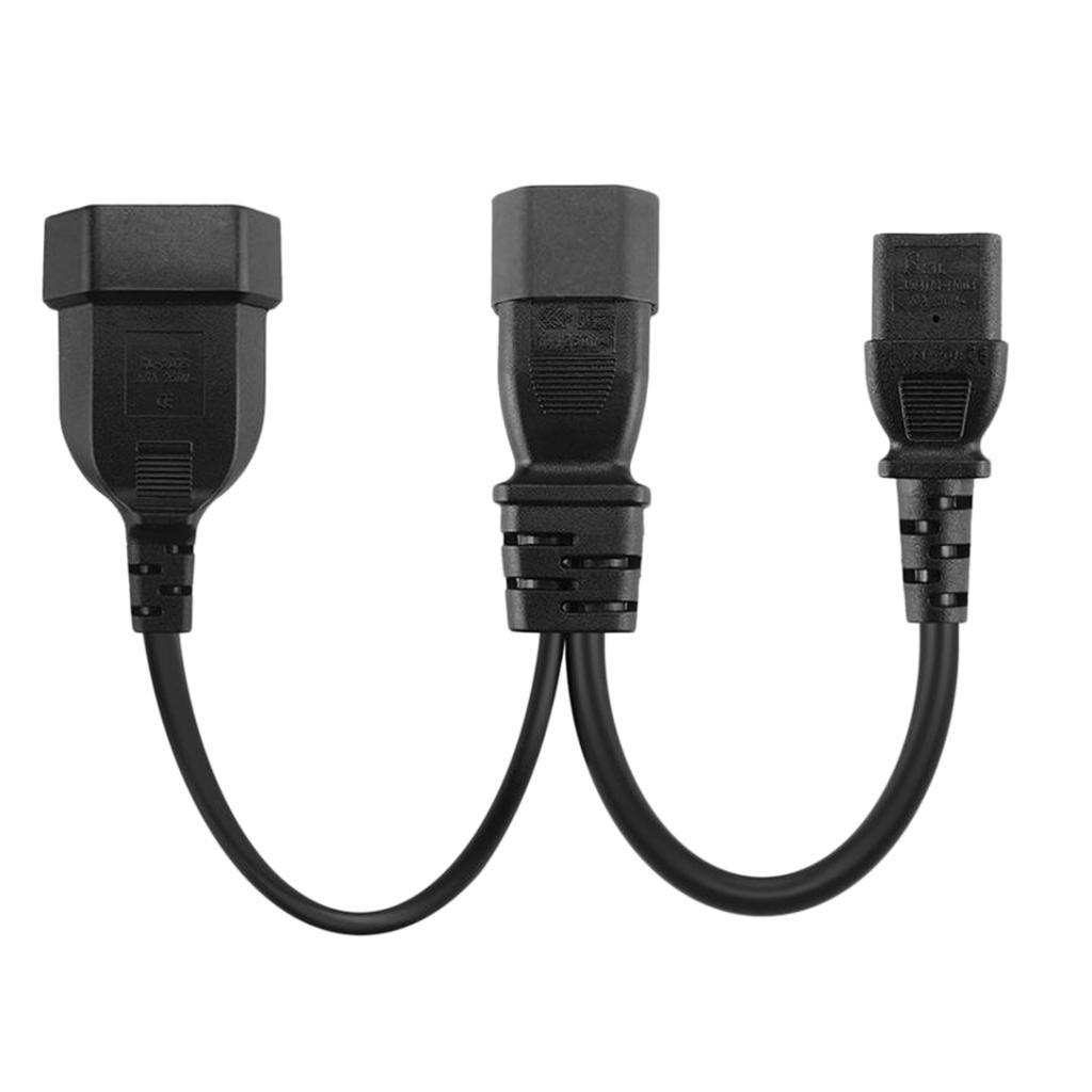 3xIEC 3Pole C14 Male to C13 & Euro 2 Pin Female 2 in 1 Y Split Power Cord 25CM