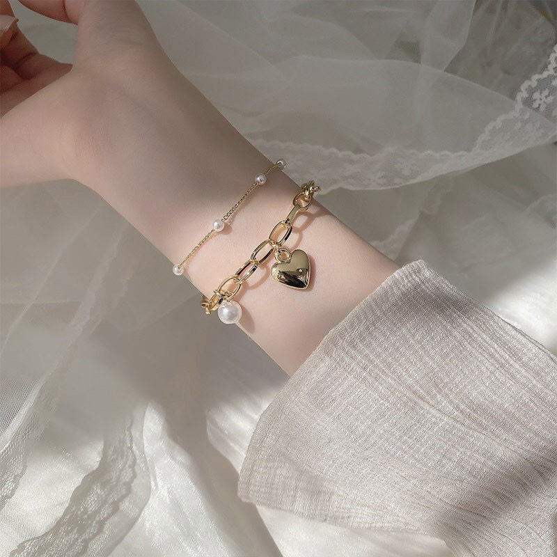 Vòng Tay Lolita Siêu Xinh Trái Tim Hai Dây Mới Nhất 2023