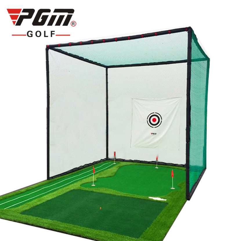 FULL OPTION Bộ tập Golf tại nhà PGM chất lượng cao: Khung lưới + Thảm tập swing &amp; putting cao cấp + Khay bóng