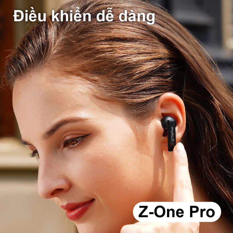 Tai nghe không dây myALO Z-One Pro: tai nghe Bluetooth 5.3 | Pin 40 giờ | Chống nước IPX4 | Thiết kế công thái học | Điều khiển cảm ứng thông minh | Hộp sạc chế tác từ Hợp kim đúc nguyên khối | Hàng chính hãng