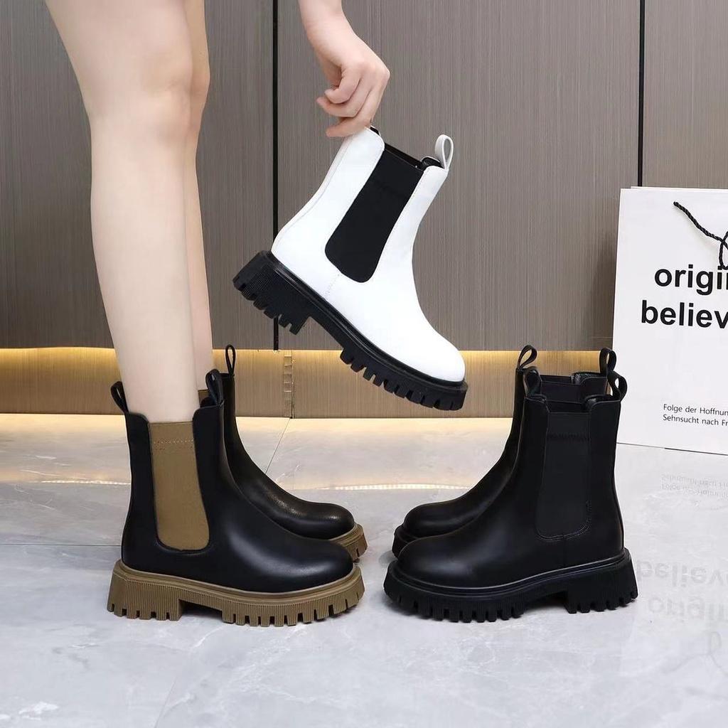 Giày Bốt Martin Da Thật Đế Dày Cổ Thấp Thời Trang Thu Đông 2022 Cho Nữ