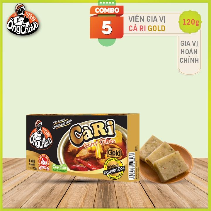 Combo 5 Hộp Viên Gia Vị Cà Ri Ông Chà Và Gold 120g (Curry Cubes)