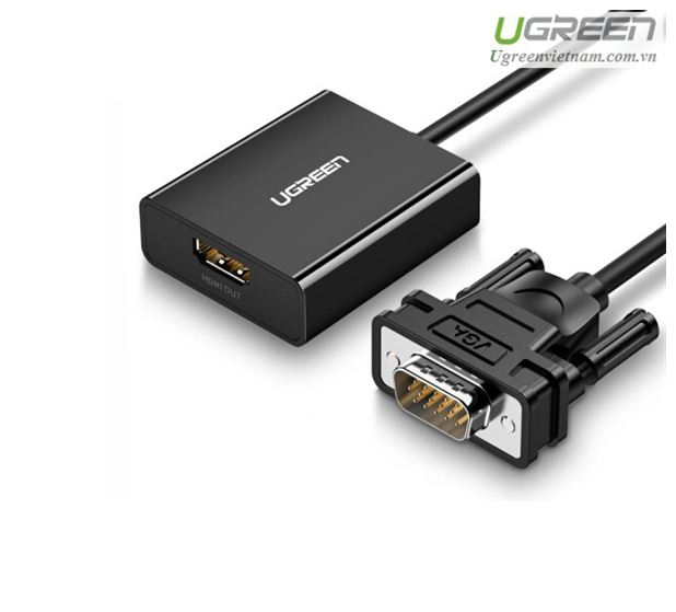 Cáp VGA Và Audio 3.5mm Ugreen VG102 11626 (2m) - Đen Hàng Chính Hãng