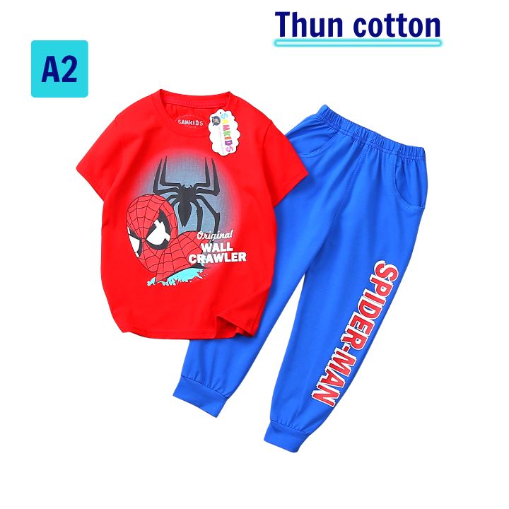 Đồ bộ bé trai hình siêu nhân từ 10-41kg. Thun cotton thấm hút mồ hôi, hình in 3D sắc nét - Set đồ áo tay ngắn quần dài