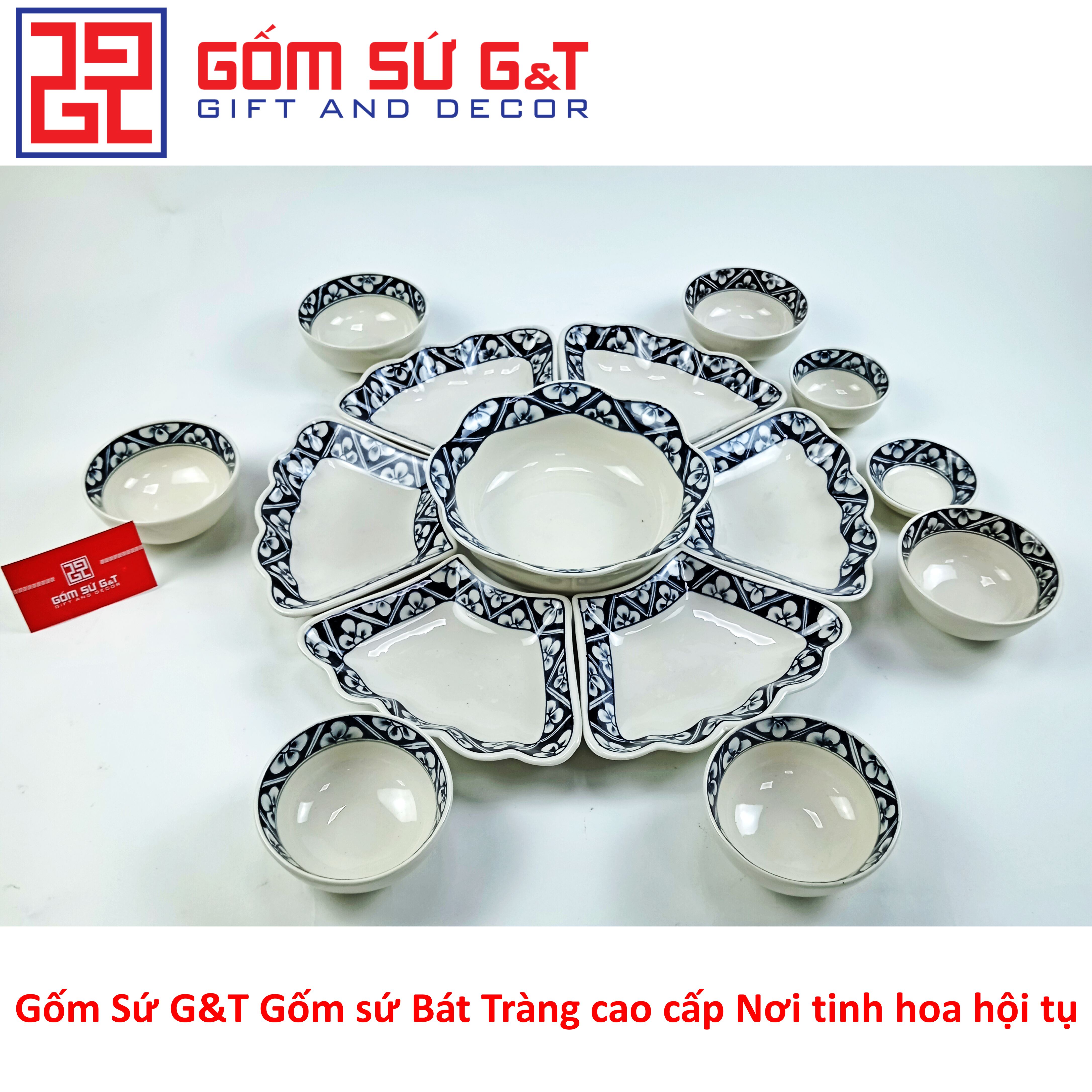 Bộ đồ ăn mặt trời vẽ băng đào tràm Gốm Sứ G&amp;T