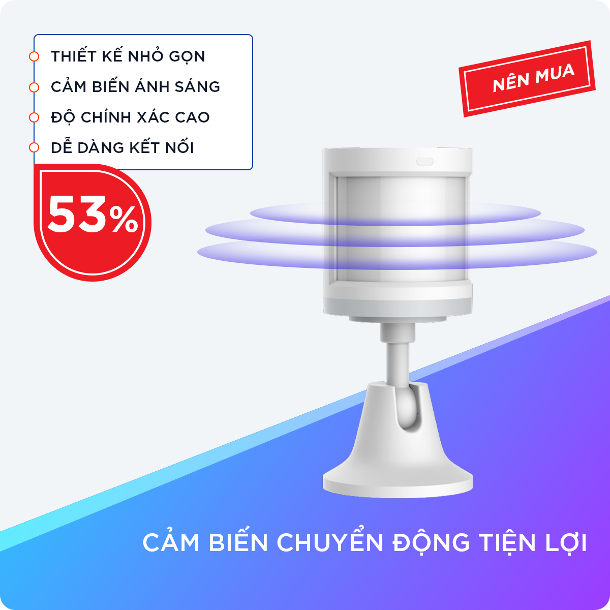 Bộ Cảm Biến Chuyển Động Dễ Dàng Kết Nối Thông Qua App Với Góc Đo 170 Độ