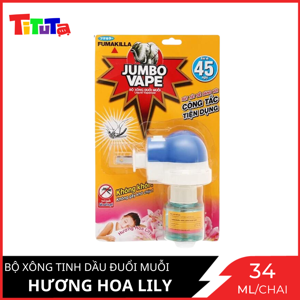 Bộ xông tinh dầu đuổi muỗi Jumbo hương hoa Lily 34ml
