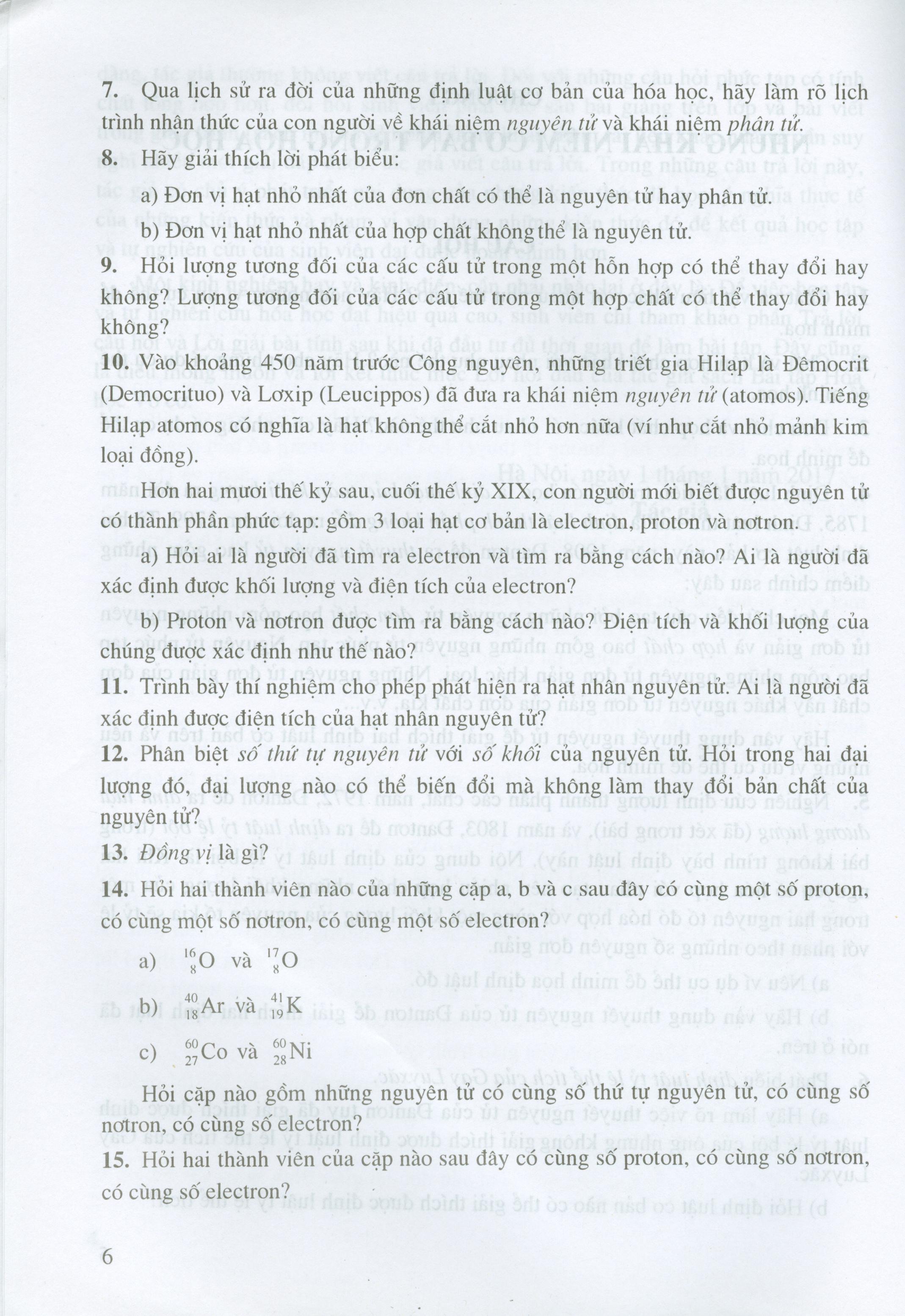 Bài Tập Hóa Học Vô Cơ, Quyển 1 - Lý Thuyết Đại Cương Về Hóa Học (Câu Hỏi Và Bài Tính)