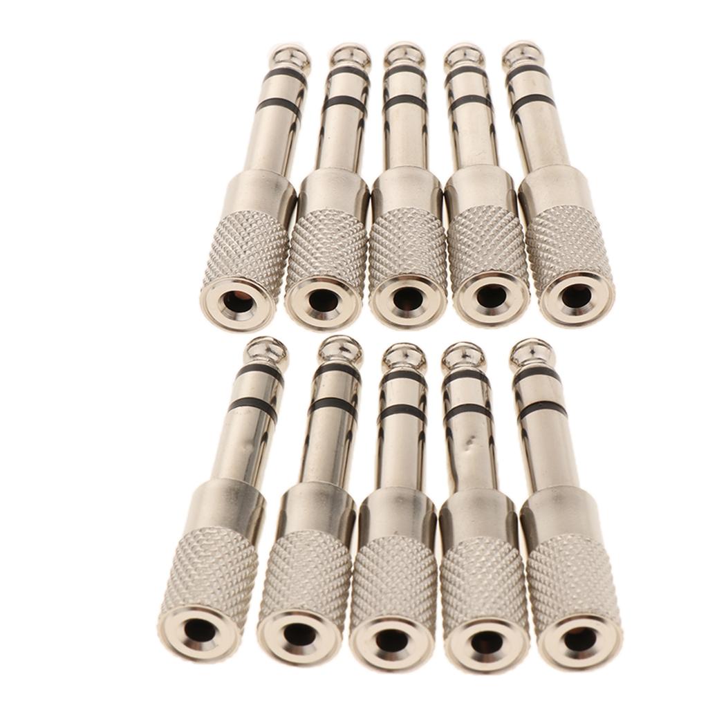 10 Pieces 6.5mm Male to 3.5mm Female Stereo Audio Headphone Jack Adapter