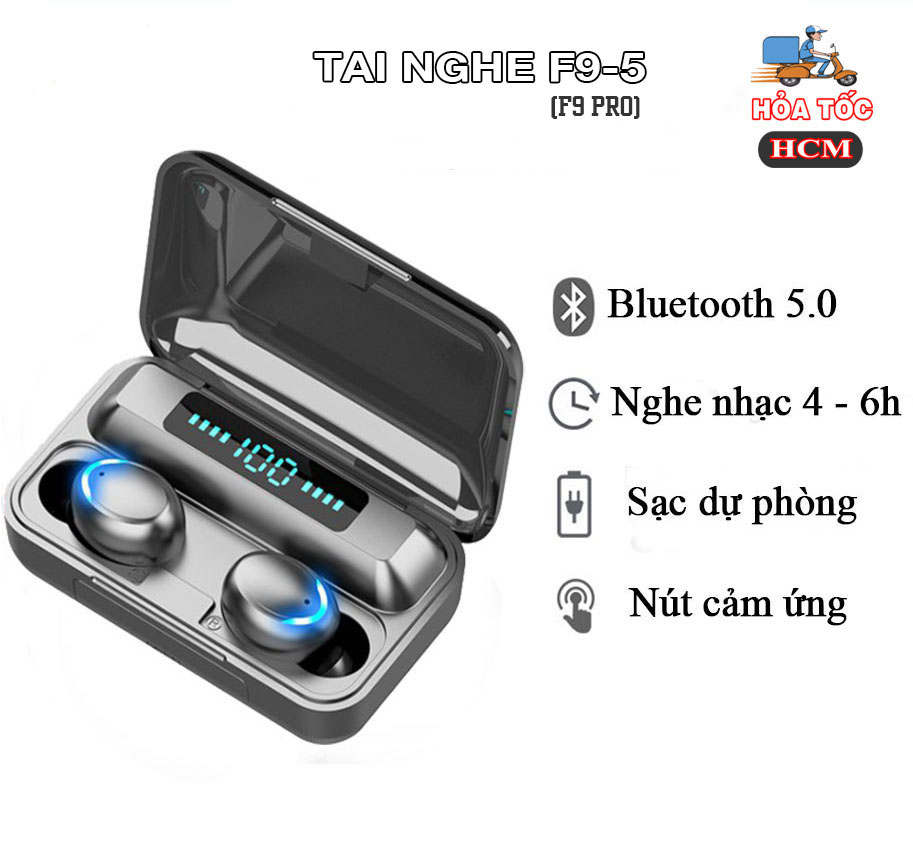 Tai Nghe Bluetooth 5.0 F9 Pro Không Dây True Wireless Nhét Tai Cảm Ứng Kiêm Sạc Pin Dự Phòng - F9 PRO