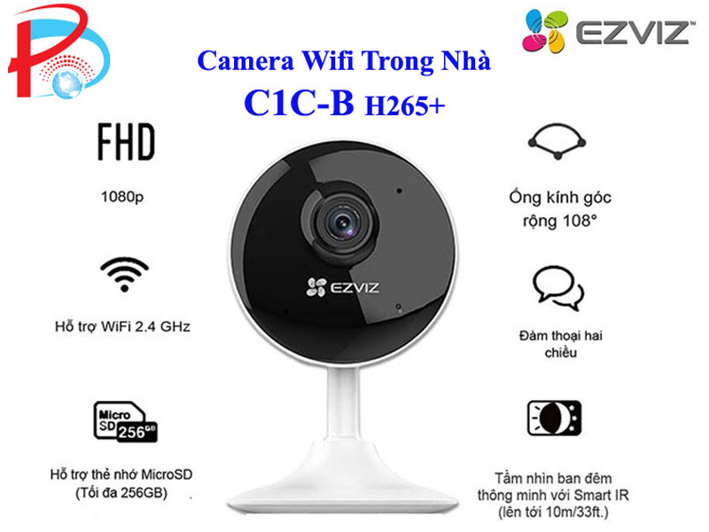 Camera Wifi Trong Nhà Ezviz C1C-B 1080P nhỏ gọn siêu nét, đàm thoại 2 chiều - hàng chính hãng