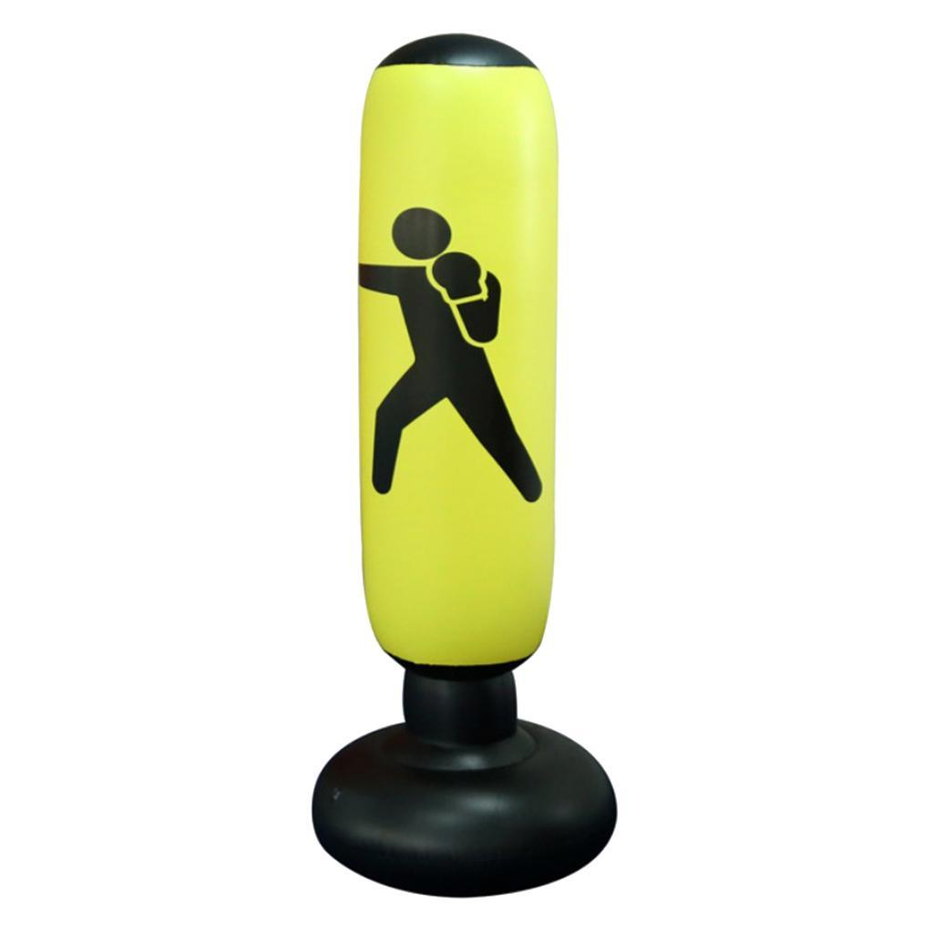 63 Inch Inflatable Boxing Punching Bag, Fitness Punching Bag for Kids Adult, Freestanding Boxing Target Bag, Vertical Boxing Column Tumbler - yellow