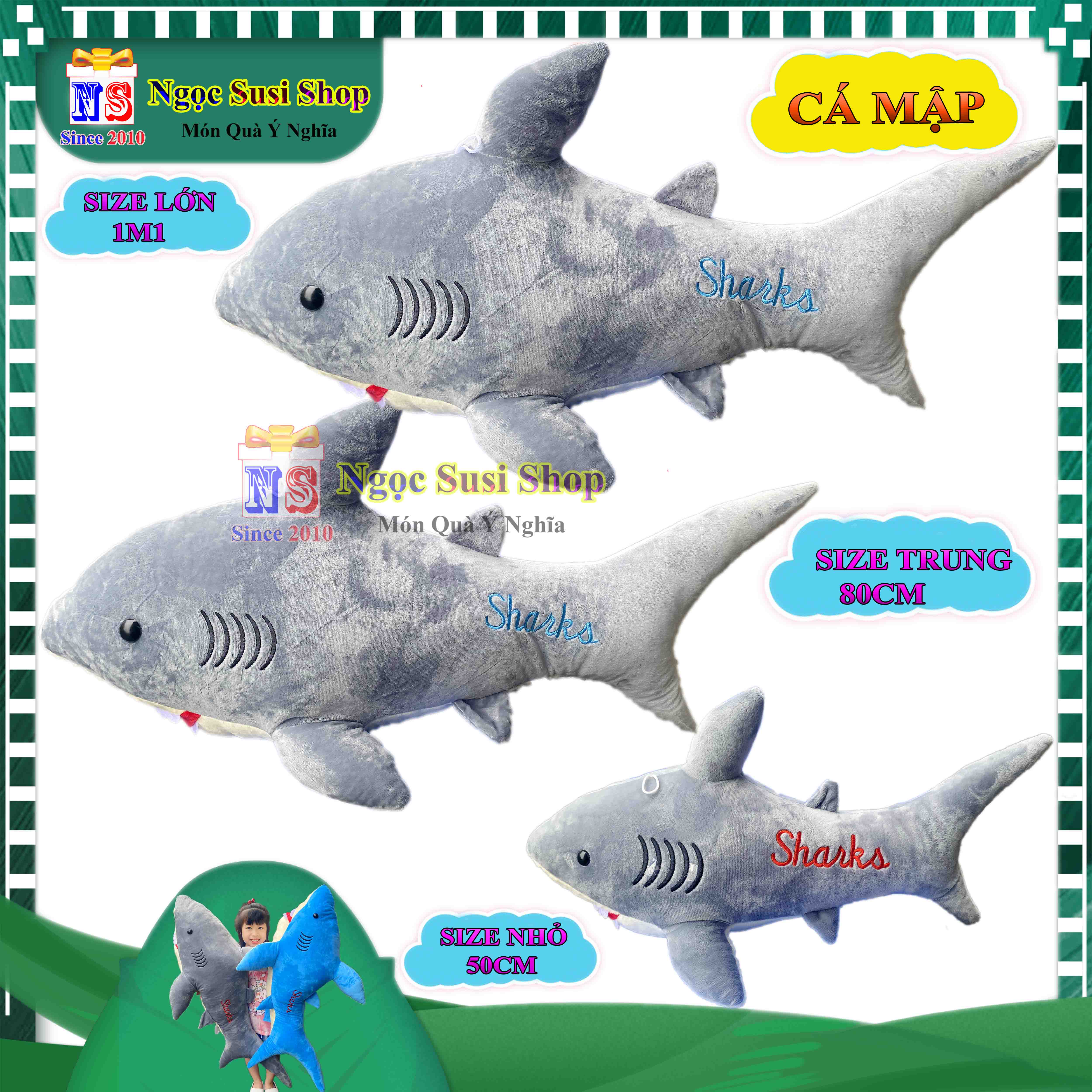 GẤU BÔNG CÁ MẬP SHARK SIÊU TO KHỔNG LỒ CHO BÉ ÔM NGỦ - THÚ NHỒI BÔNG HÌNH CÁ MẬP SHARK SIÊU MỀM MỊN DỒN 100% GÒN