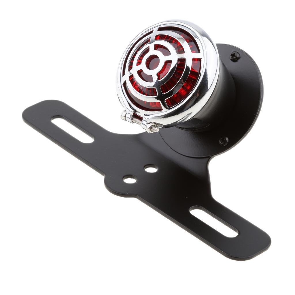 Vintage Grill Tail Brake Light Lamp Bracket Plate For Chopper