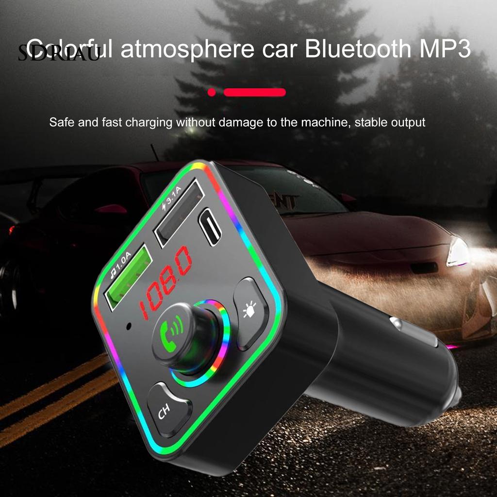 *QXDZ* F3 Hands-free Car Auto Charger Bluetooth 5.0 MP3 Player FM Transmitter with Colorful Light