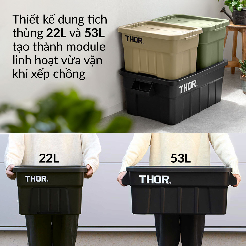 Thùng nhựa Thor hộp nhựa cao cấp không gian lưu trữ lớn thích hợp đi cắm trại, dã ngoại ngoài trời phân phối bởi Cobi Home