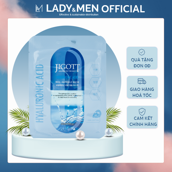 Mặt nạ dưỡng da cấp ẩm Jigott Hyaluronic Acid Real Ampoule Mask