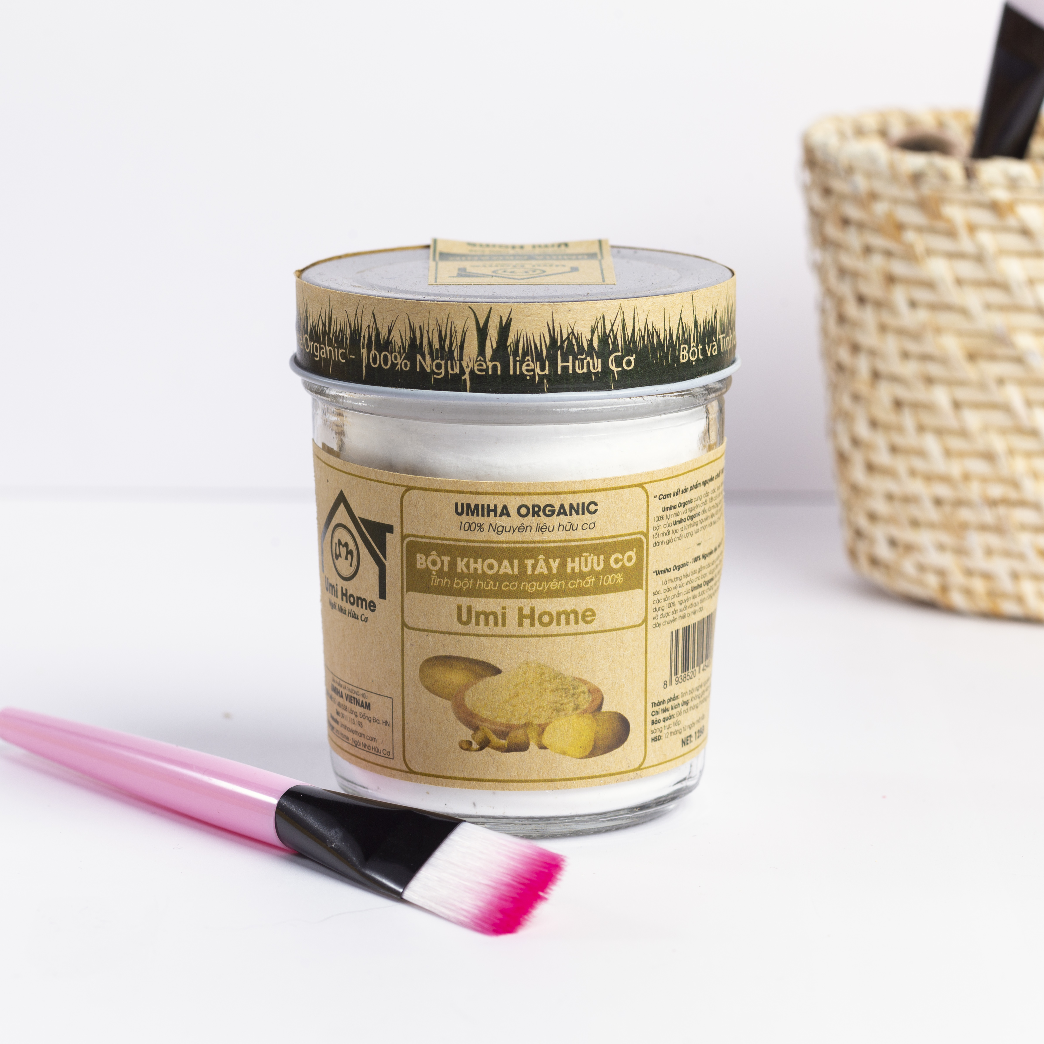Combo 2 Bột đắp mặt gồm Yến Mạch 125g và Khoai Tây 125g UMIHOME hữu cơ - Tặng Dầu Thầu Dầu 10ml