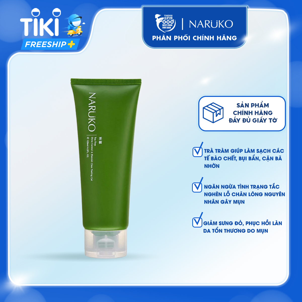 Tẩy Tế Bào Chết Cho Da Mụn Chiết Xuất Tràm Trà Naruko Tea Tree Shine Control