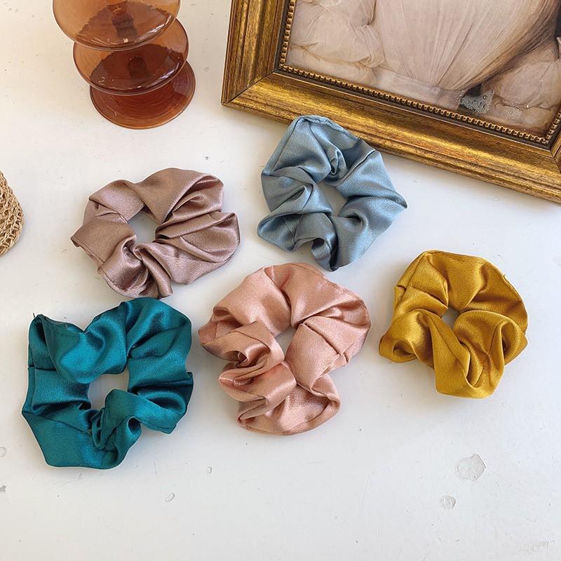 Buộc tóc scrunchies Buộc tóc mẫu trơn nhiều màu trẻ trung 1000N