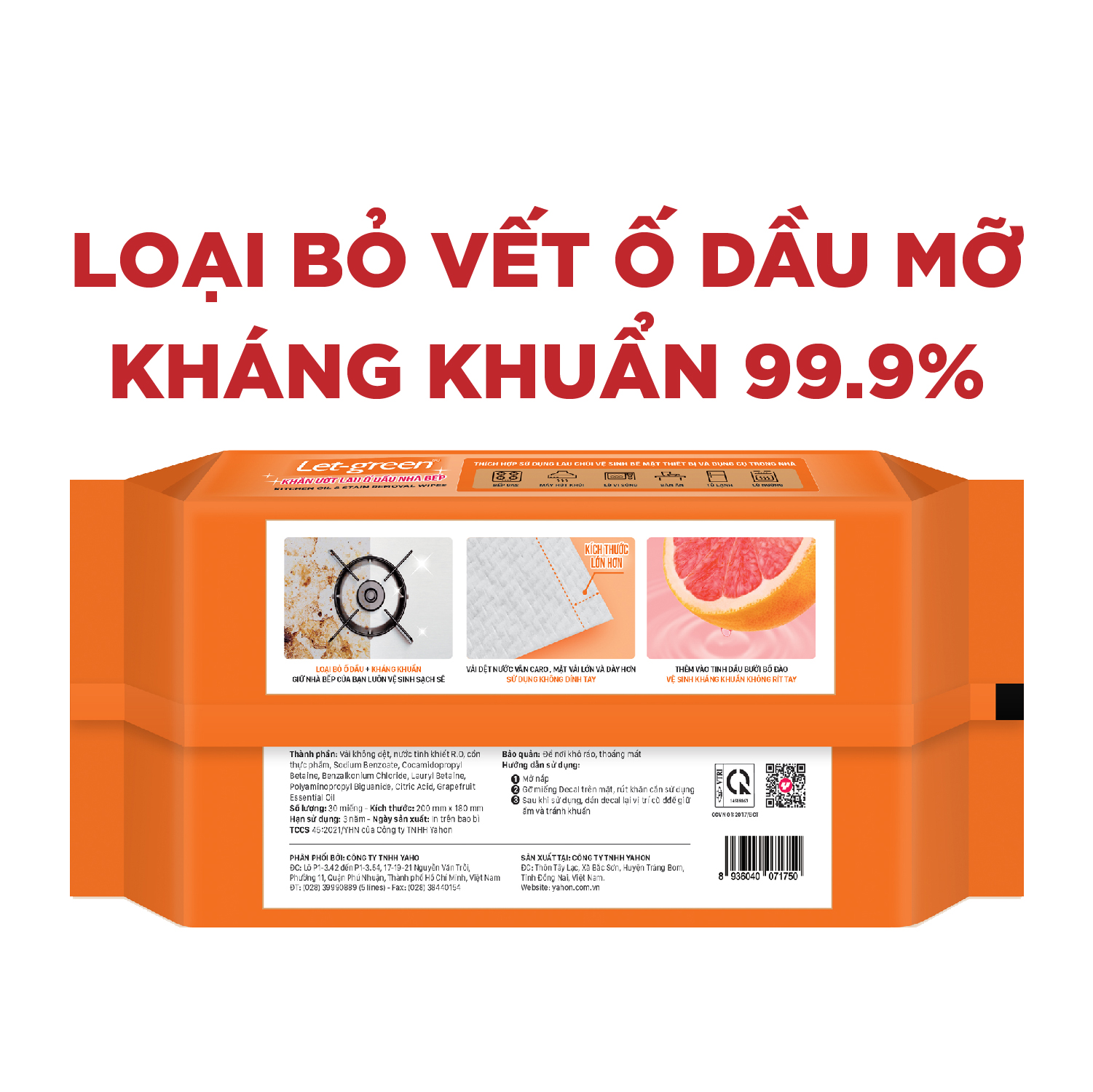 Khăn Ướt Lau Ố Dầu Nhà Bếp Let-Green 30 Tờ/Bao