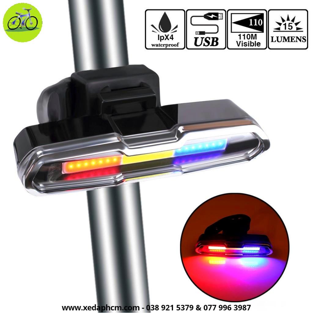 Đèn đuôi xe đạp 3 màu siêu sáng cáp sạc USB